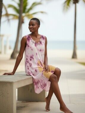 Cleopatra Pink Tie Dye Beach Dress - OS NWT